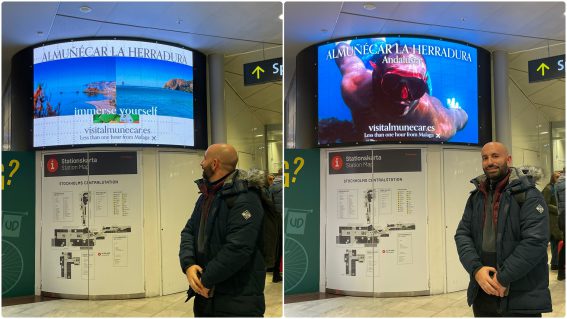 Promoción de Almuñécar La Herradura en Suecia en la Estación Central de trenes de Estocolmo y la Plaza Sergels